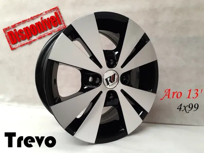 Roda aro 13 Trevo preta com diamantado 4x99 jogo novo