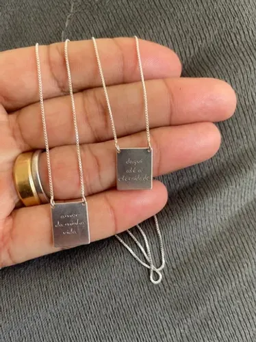 Escapulário 60cm plaquinhas Prata 925 legítima 