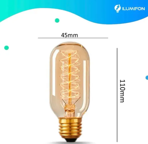 10 Peças Lampada Retro Vintage T45 40w Filamento De Carbono