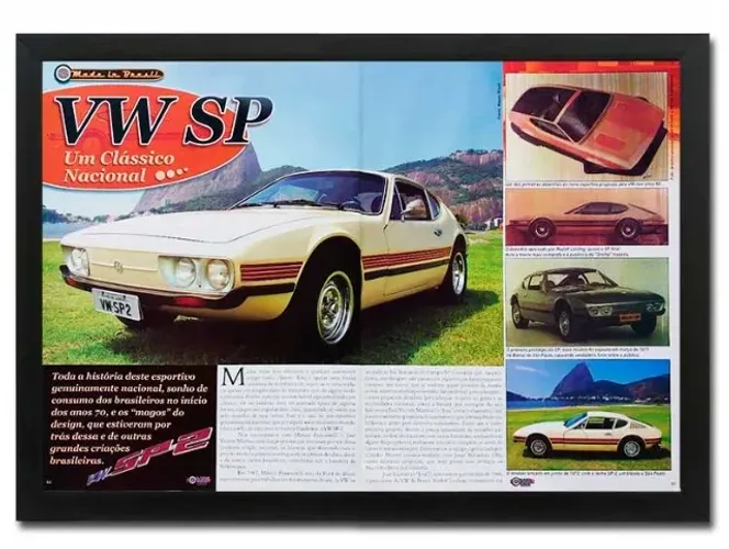 Volkswagen SP2 - Quadro decorativo com matéria original de revista