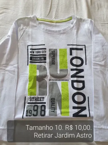 Camiseta Infantil Manga Longa - Tamanho 10