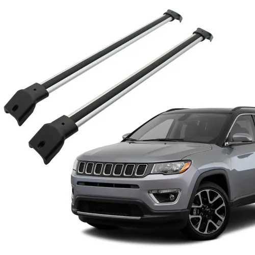 Travessa rack de teto larga anodizada Jeep Compass 2017 a 2025