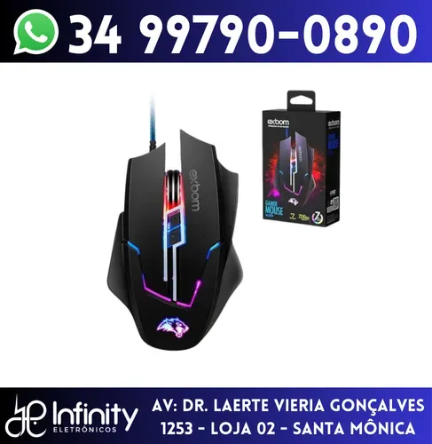 Mouse Gamer Usb 7 Botões 3200 Dpi c/ Led