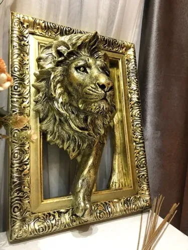 Quadro De Leão Escultura Decoração Casa Sala Alto Relevo 3d