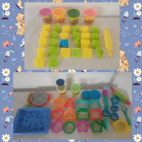 Kit play doh letras, formas e etc