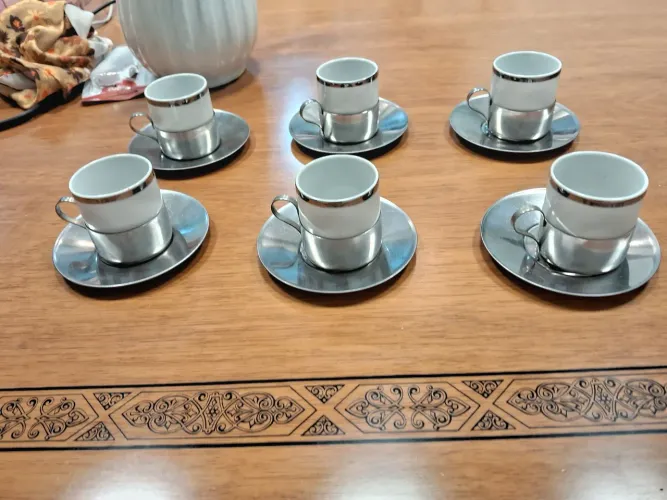 Xícaras de café antigas conjunto impecável com 6 porcelana
