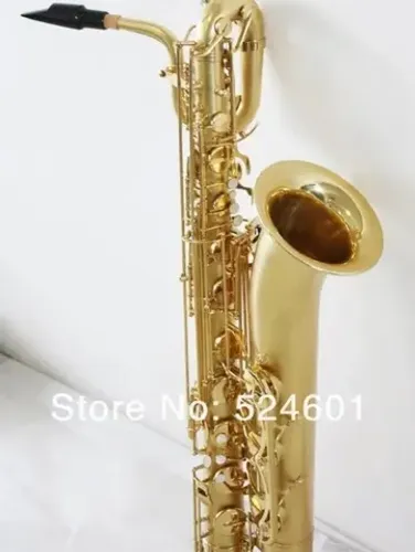 Sax baritono Eb dourado fosco chaves douradas brilholuthieria margewate prosperar completo