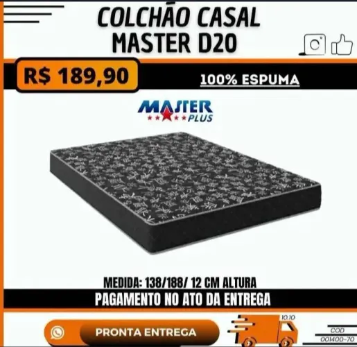 Colchão Casal Master D20 - 100% Espuma
