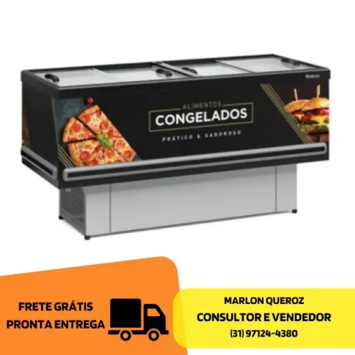 Ilha de Congelados Gelopar Vidro Reto Dupla Ação