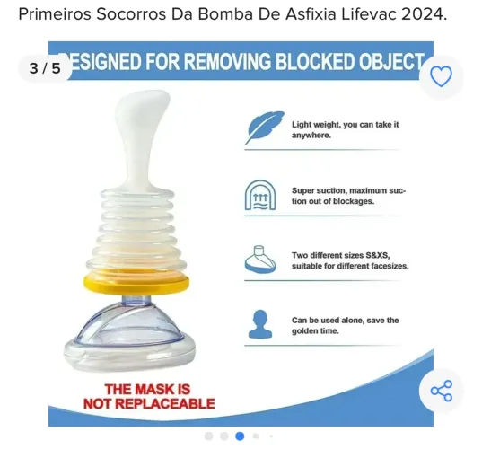 LifeVac - Dispositivo de resgate de asfixia, kit de primeiros socorros