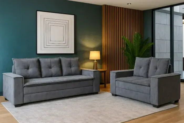 Sofá 2 e 3 lugares Barcelona Cinza Produto novo de Fabrica