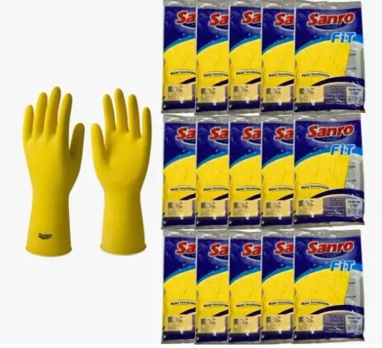 Kit 19 Pares De Luva De Látex Multiuso Proteção Fit Limpeza Louça