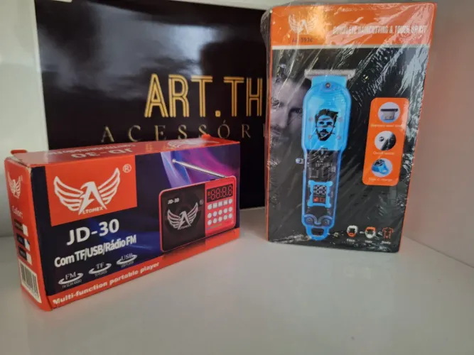 2 kit Rádio Portátil LTOMEX JD-30 com Bluetooth, TF, USB e Rádio FM máquina corta cabelo