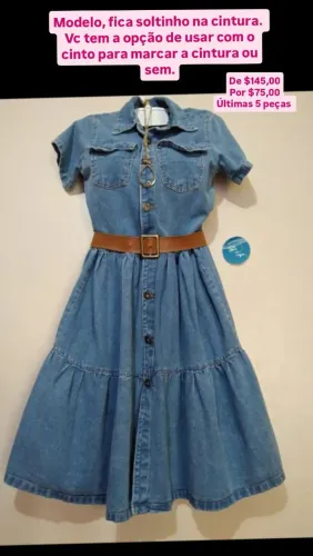 De 145,00 por $75,00 mega queima de fim de estoque. Vestido no jeans Premium