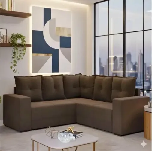 Sofá de canto prático com 5 lugares Patrícia novo