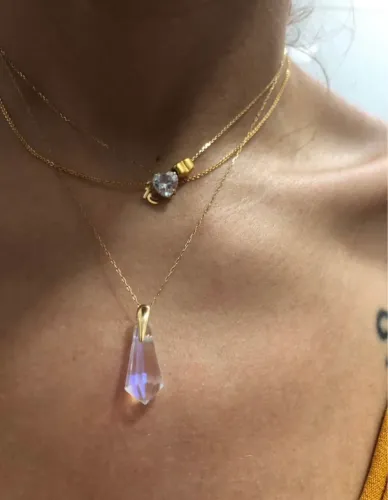Pingente cristal e ouro 18k