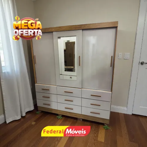 Guarda Roupa Campeão de Vendas 3P 9G c/ Espelho - Solicite Catálogo 