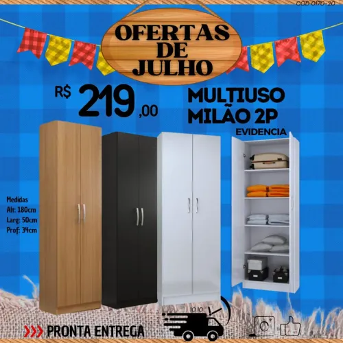 Armário Multiuso Milão 2P - Oferta de Julho