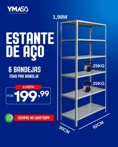 Estante de Aço 6 Prateleiras Até 30Kg