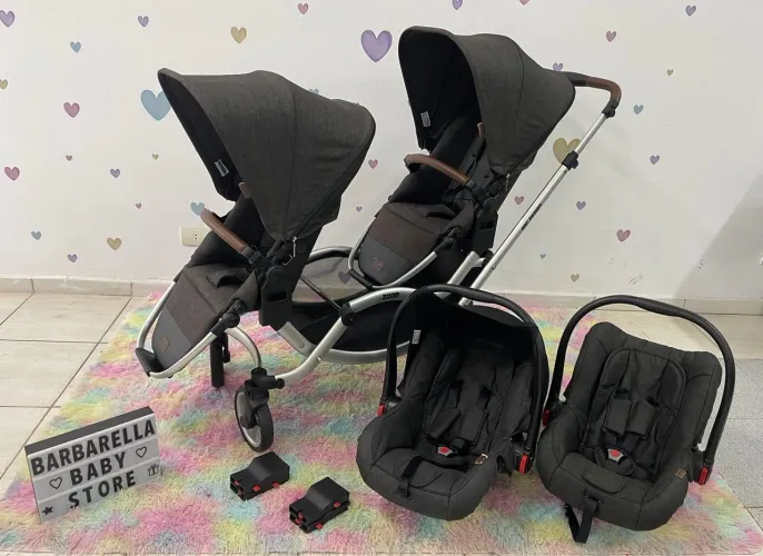 Carrinho de bebê e bebê conforto gêmeos duplo abc design zoom e risus