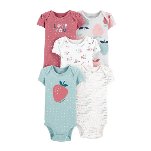 Kit de bodies para bebê menina Carter's com estampa de morango