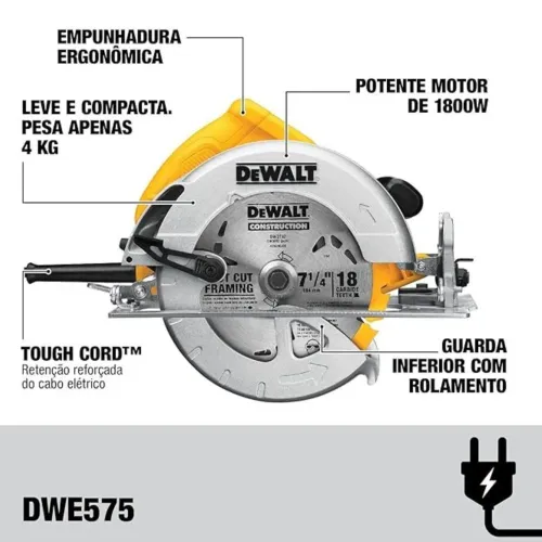 Serra Circular Dewalt 1800W DWE575 7 1/4"