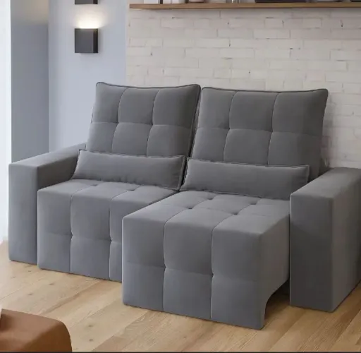 Sofá retrátil e reclinável cinza aproveite essa promoção <br>