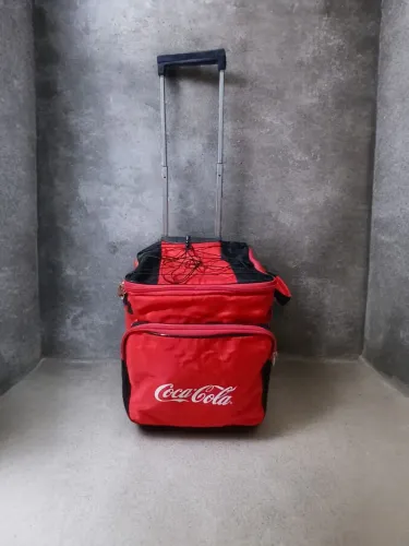 Bolsa térmica 100 anos da Coca-Cola com rodinhas e alça retrátil- capacidade espaçosa 