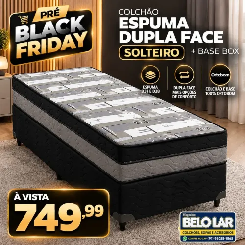 Colchão Espuma Dupla Face Solteiro + Base 100% Ortobom Tem na Belo Lar