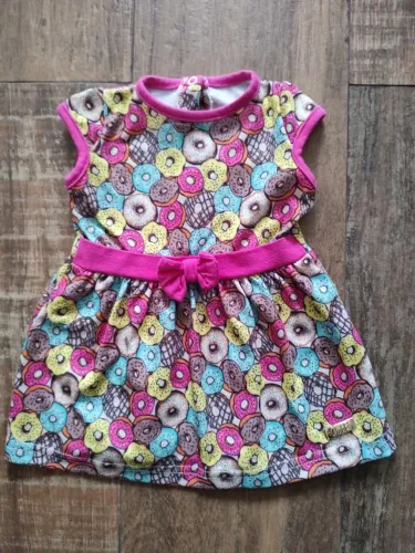Vestido infantil colorido donuts - Tamanho 3 meses (USADO)
