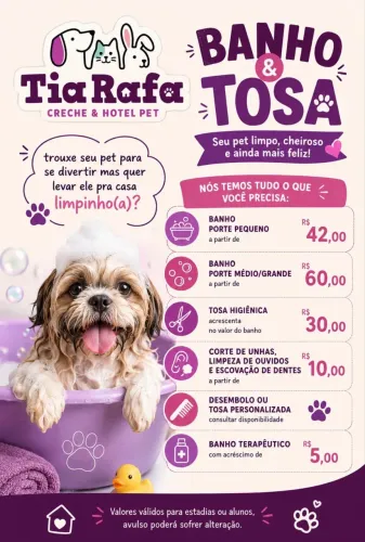 banho para cães a partir de 42,00