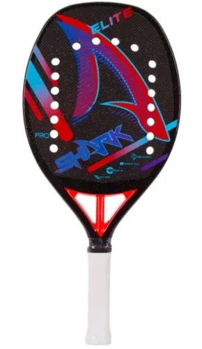 Raquete de Beach Tennis Shark Elite 2022 Carbono 3k com Capa - cor preto, vermelho e azul