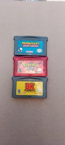 Game Boy lote 3 jogos originais Pokémon, DK e Mario Kart