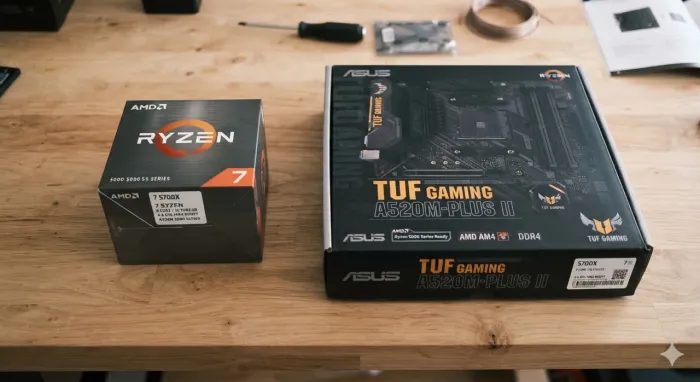 (NOVO) Kit Ryzen 7 5700X + TUF A520M-Plus ll