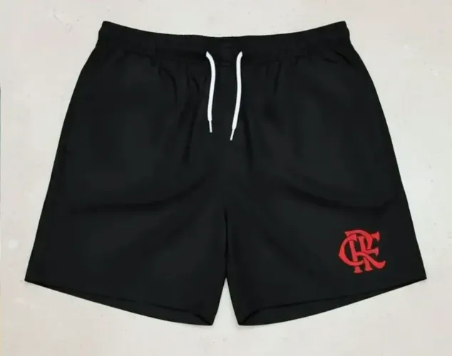 Short tactel bermuda preta com o escudo do Flamengo, tamanho G