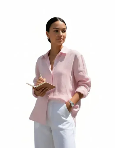 camisa feminina manga longa viscomida rosa bebê