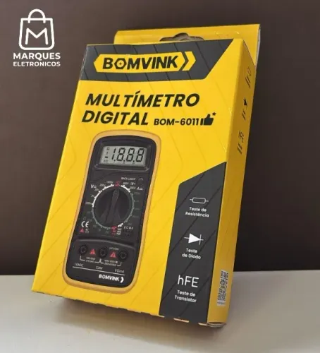 MULTÍMETRO DIGITAL BOMVINK BOM-6011 COM BACKLIGHT E TESTE DE TRANSISTOR