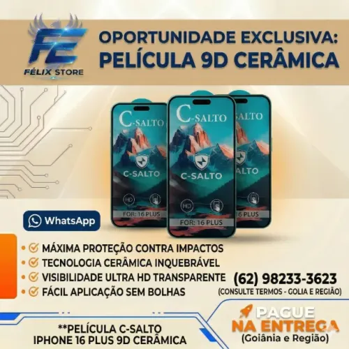Pelicula 9D Ceramica iPhone 16 Plus GARANTIA 90 DIAS PAGUE NA ENTREGA