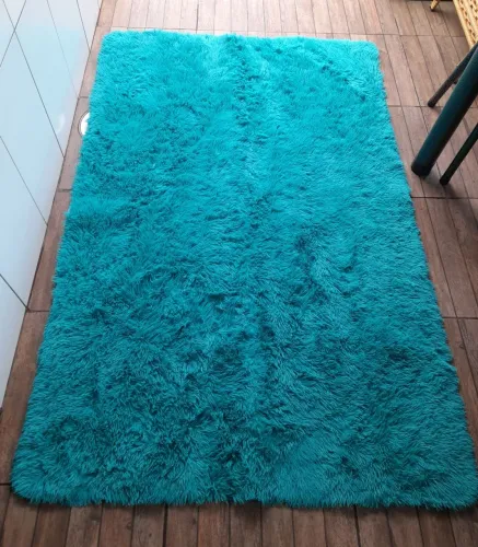 Tapete Felpudo Azul Turquesa Pelúcia - 2,00m x 1,40m