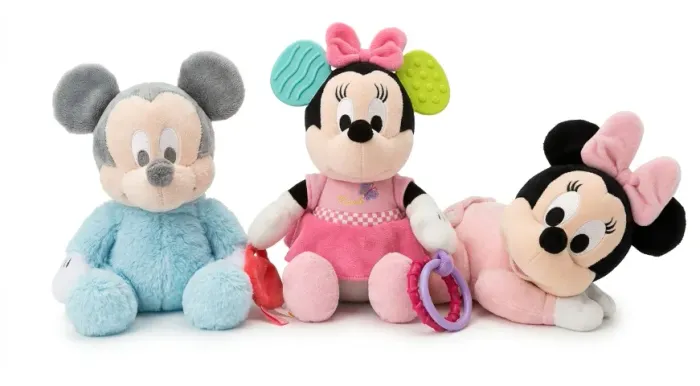 Lote brinquedo pelúcias Disney Bebê Minnie Mickey Menino Menina Chocalho Mordedor