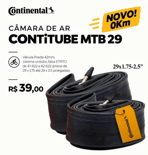 Câmara Continental ContiTube MTB 29 Presta 42mm Nova 0Km
