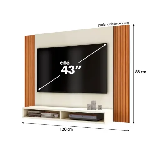 Painel Tokyo Para Tv Até 43 Polegadas Com 02 Nichos