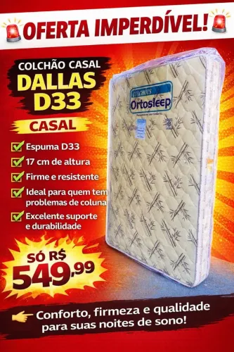 Colchão casal Dallas d33 com eps