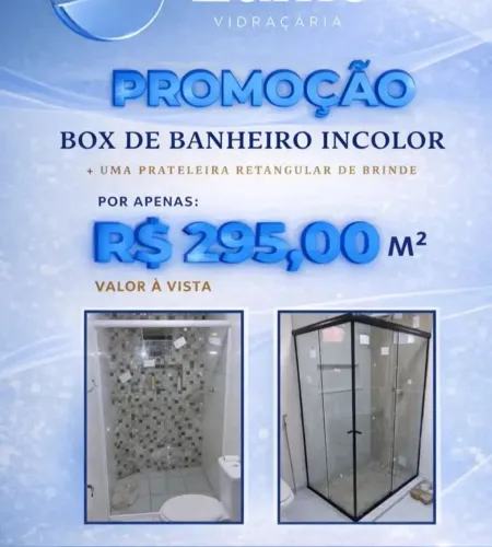 box pra banheiro, com a instalação inclusa, e o frete grátis. 