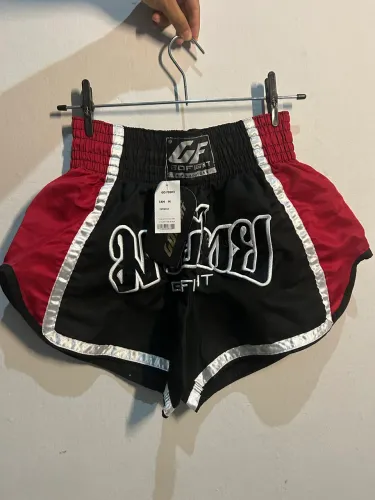 SHORT MUAY THAI PRETO/VERMELHO M