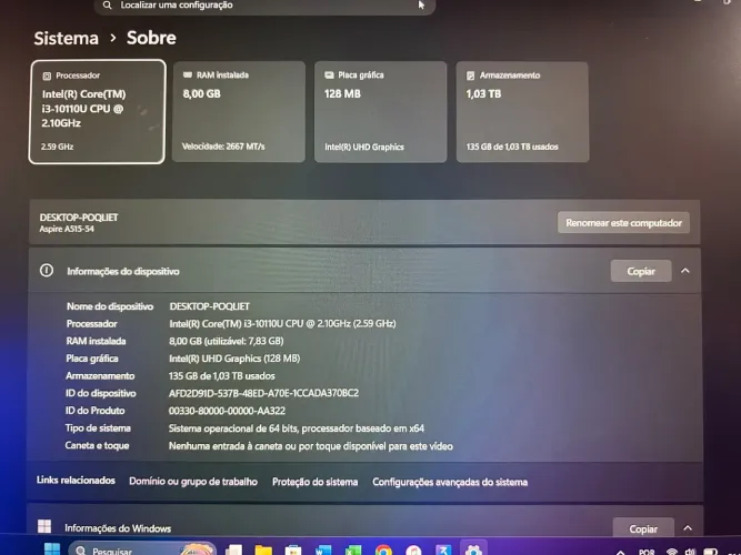 Notebook Acer INSPIRION 5 com SSD