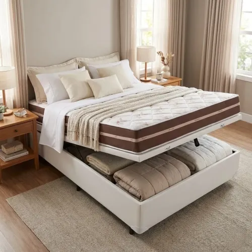 Colchão Casal Classic Ensacadas + Base Box Baú Corino Branco OPORTUNIDADE tt87