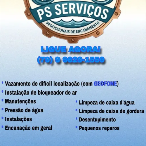 Encanador e Bombeiro Hidráulico/ Atendimento todos os dias