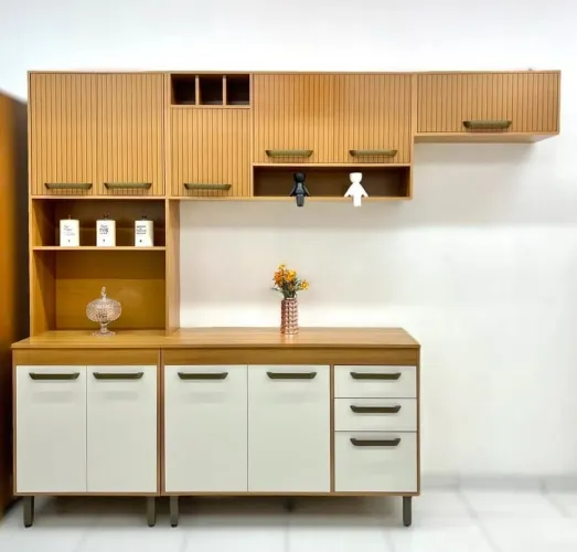 Armário de cozinha com balcão - Freijó off white