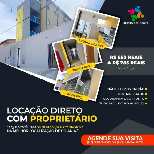 Locação de flat com contas inclusas no Setor Bueno - Goiânia - GO